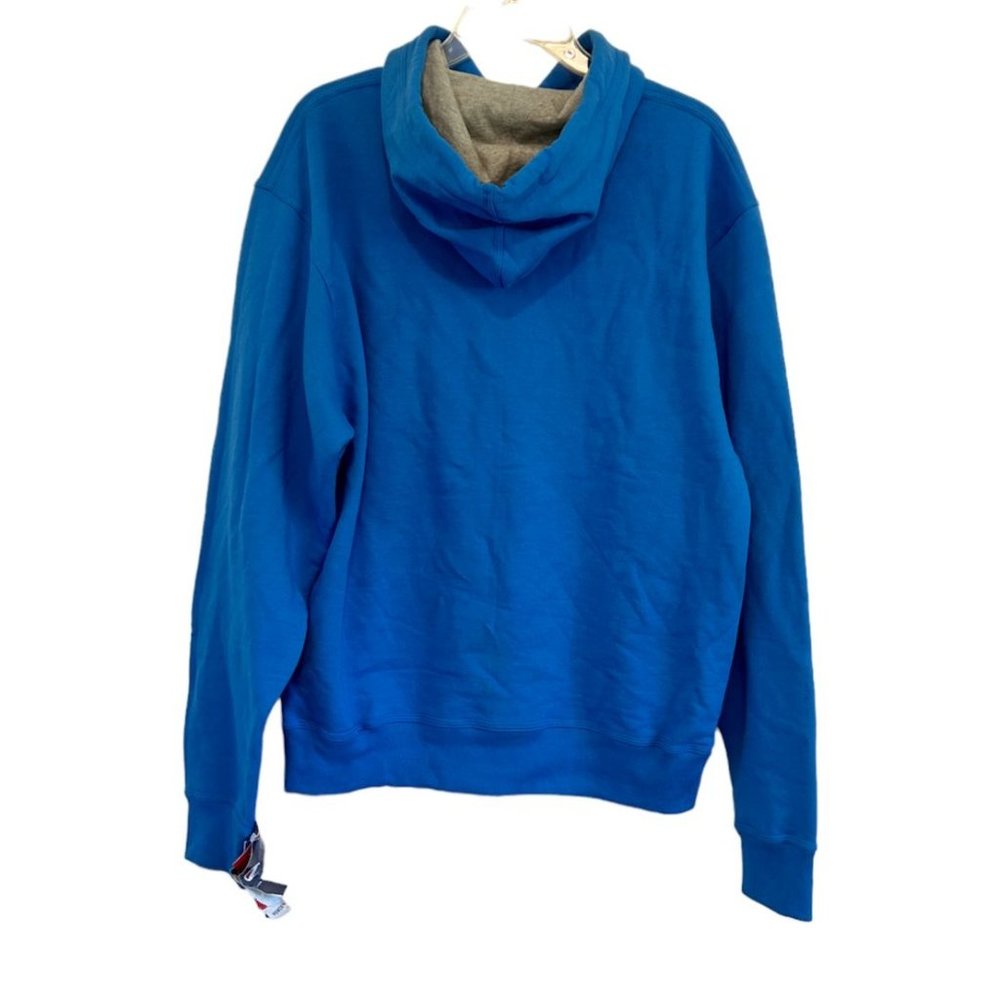 Champion Men's Powerblend Pullover Hoodie Hooded Sweatshirt Blue Script  -M - Picture 2 of 5
